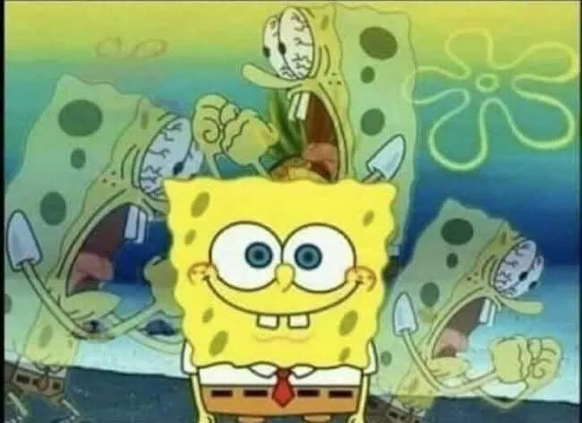 Animación de Bob Esponja con expresión enérgica, ideal para estrategias de marketing digital y motio.