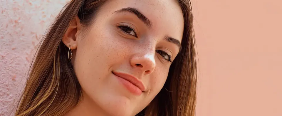 Imagen de una mujer con piel clara y manchas de pigmentación facial.