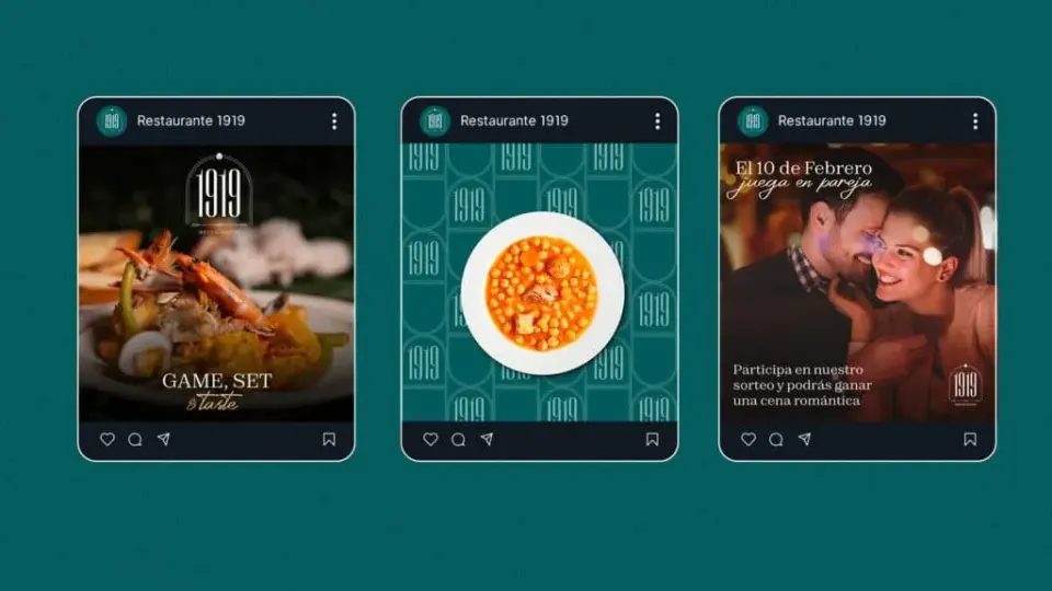 Imagen de logotipo y diseño del restaurante 1919 para branding y página web.